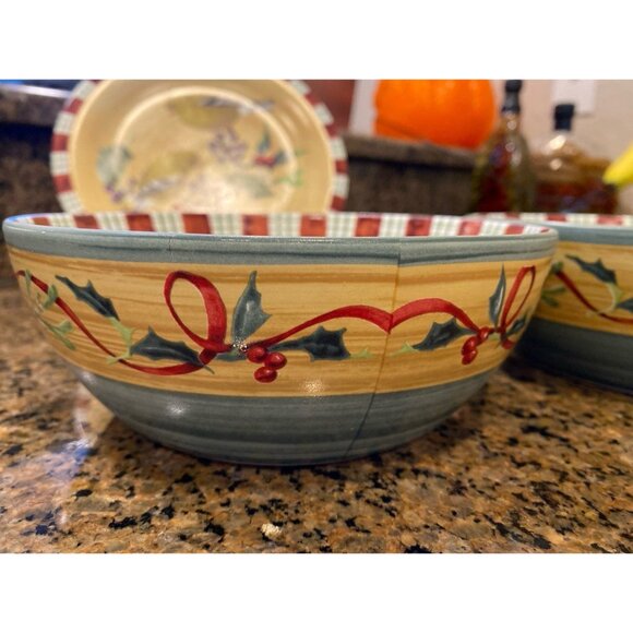 Vintage Lenox Winter Greeting Christimas Holiday Everyday Plate & 3 Bowls - Picture 7 of 12